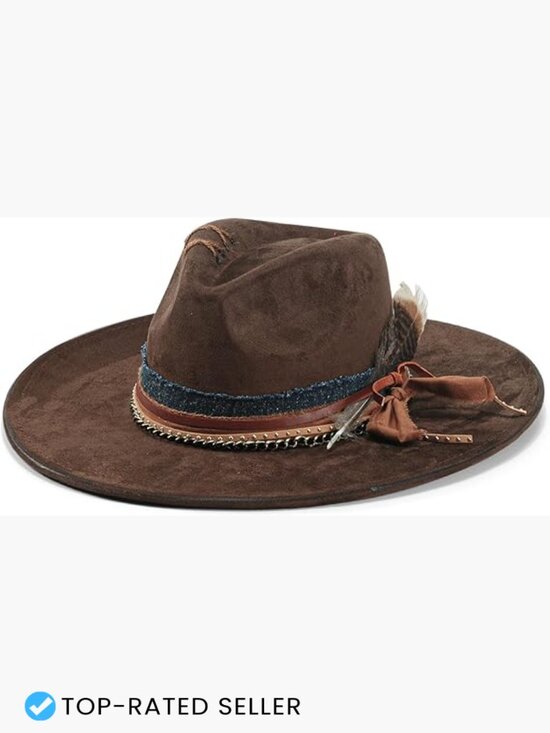 Wide Brim Fedora Hat for Women Men Retro Felt Panama Dress Up Hat main image 3